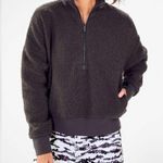 Fabletics Sherpa Dream Polar Fleece Sweater Cropped Pullover 1/2 Zip Size M gray Photo 0