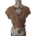 Wilfred Tan Linen Blend Wrap Crop Top Size Medium Photo 0