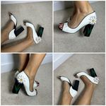 Fabrizio Viti Daisy white open toe sandals chunky heel pumps sz 38= US 7.5/8 Photo 2