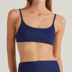 Quince NWT  Women's Scoop Neck Bikini Top Navy Blue Size XL Photo 0