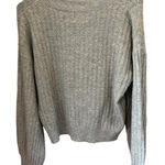 Pink Rose  Medium light‎ gray long sleeve cropped crewneck sweater Photo 0