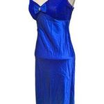 Vtg 1990s Zum Zum Blue Velvet Bow Accent Satin Skirt Maxi Prom Dress 3 4 Photo 0