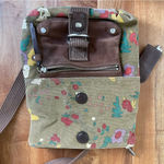 Fossil Vintage 1954 Purse Suede Canvas Leather Key Per Floral Foldover Crossbody Photo 7