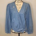 J.Crew chambray surplice wrap with silver stars and adjustable bottom S Tall Photo 2