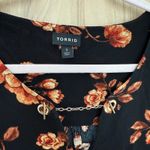 Torrid  Womens Floral Blouse Size 3X Black Chain Neckline Dark Romantic Feminine Photo 3