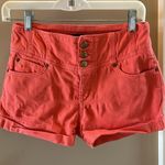 Bebe  High Rise Colored Denim Shorts Coral Womens 26 Photo 5