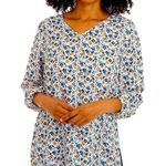 Mario Serrani  Floral Print V-Neck Tunic Blouse Size Large Photo 0