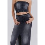 Jaded London NEW  Liberty 2 In 1 Detachable Denim Black Midi Dress Large 12 Goth Photo 4