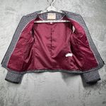 Banana Republic  Blazer 8 Black White Tweed Italian Fabric Zip Up Paris Jacket Photo 3