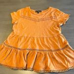 Derek Heart  Womens Medium Orange Crochet Trimmed Tiered‎ Short Sleeve Top Photo 6