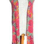 LuLaRoe New Womens  Joy Ribbed Rose Print  Kimono Flowy Sleeveless Duster - Sz XS Photo 0