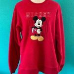 Disney Vintage WALT WORLD Mickey Mouse Crew Neck Fleece red Sweater Photo 0