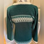 Vintage Green & Cream Acrylic Sweater V Neck Wide Sleeves Size L Fits Like M Size M Photo 5
