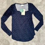 Mamalicious Maternity Scoop Neck Top Black Ditsy Floral Print Long Sleeve Size S Photo 2