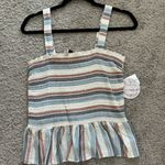 Gypsies & Moondust  Red White and Blue Peplum Smocked Tank Top Photo 3