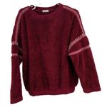 easel  L Sherpa burgundy fleece embroidered pullover sweatshirt casual fall cozy Photo 0