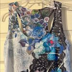 Sans Souci  Floral Lace Tank Top Blue and Black Photo 2