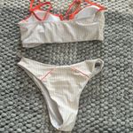 Romwe  Yellow Striped Bikini with Orange Trim Photo 2