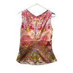 Roberto Cavalli  Pink Silk Floral Tank Top Blouse Side Zip Size 46 US Medium Y2K Photo 6