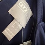 ASOS DESIGN One Shoulder Satin Midi Dress Drape Back Navy Blue NWT Size 4 Photo 10