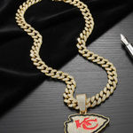 NFL Kansas City Chiefs 20Inch Necklace Pendant Cuban Chain Link Football Jewelry Photo 0