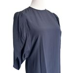 Stella McCartney  Silk Crepe De Chine High Neck Split Sleeve Dress Navy 38 US 8 Photo 4