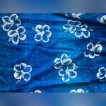 Vintage Hibiscus Collection Hawaii dead stock blue white flower long sarong, OS Photo 2