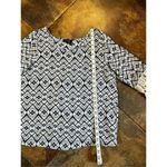 A Byer A. Byer Women’s Geometric Blouse Lace Sleeves Size M Photo 7