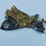 Angel Flying Brooch Lapel Pin Gold Silver Tone Trumpet Play Religious Christian Photo 13