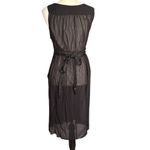 Theory Black Silk Sheer Pleated Midi Dress Size 0 Formal Sleeveless with flaw Photo 3
