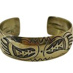 Native American Navajo Sterling Silver Bear Paws Overlay Bracelet Photo 0