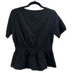 Ann Taylor  Factory Black Eyelet Peplum Hem Button Down Blouse Photo 2