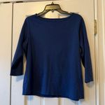 LL Bean Blue Suprima Cotton Boat Neck 3/4 Sleeve T Photo 0