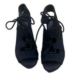 Black Tie Up Open Toe Heeled Shoes Size 37 Photo 0