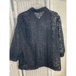 Source Unknown Sheer Black Cutout‎ Button-Front Blouse Romantic Boho Gothic Layering Shirt Photo 10