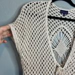 Artesia Crochet Kimono Duster Sz S Tunic Fringe Tie Beaded Boho Festival Hippie Tan Photo 5