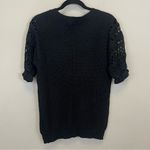 NWT BiBi Black Crochet Sleeves Cotton Blend Crewneck Ribbed Sweater Size‎ XL Photo 5