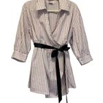 Motherhood Maternity Striped Mock Wrap Top with Belt, Size 1X Photo 0