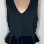 J.Crew  Peplum Top XL Womens Black Velvet Velour Hem V-Neck Sleeveless Layering  Photo 0