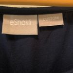 Eshakti Custom Made Midi Dress Embroidered Cats Navy Drop Waist Cotton Poplin 2X Photo 9