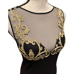 La Perla  sheer gold filigree appliqué chic Elegant Black fitted dress NYE LBD Photo 3