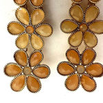 Gold tone orange yellow flower drop post earrings Photo 3