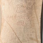 Ann Taylor Leather Ballet Flats 8.5M Nude Beige Bow Round Toe Slip On Photo 6