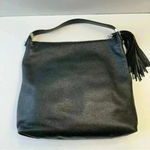 Michael Kors‎ Black Pebbled Leather Tassel Zip Shoulder Bag Purse Handbag Photo 2