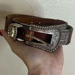 Justin Boots Vtg JUSTIN Leather Top Grain Western Belt Silver Square Concho 545BD Brown 36 Photo 0