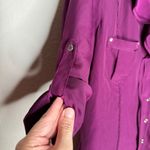 White House | Black Market Purple Long Sleeve Button Down tab sleeve Size 10 Photo 3