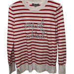 Marled Women's M Red & White Striped Pullover Sweater Long Sleeve Red Size M Photo 0