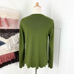 COS  Green Scallop Hem 100% Wool Crew Neck Sweater Sz M Photo 5