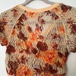 Free People  Solana Nylon Ruched Stretch Semi Sheer Floral Crop Top size S Photo 7