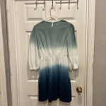 Universal Threads Universal Thread Small Dress Tie-Dye Blue Ombré Long Sleeve‎ Tiered Cotton Gauze Photo 5
